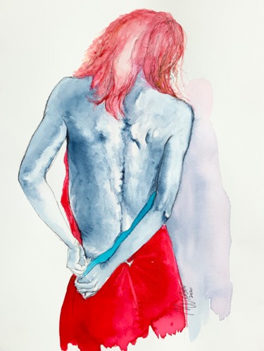 Peinture intitulée "Female  blues V" par Magdalena Weber, Œuvre d'art originale, Aquarelle