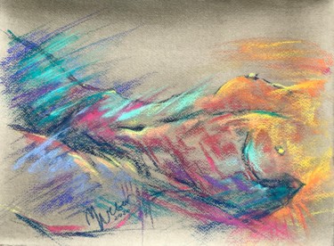 Drawing titled "Multicolored  nude…" by Magdalena Weber, Original Artwork, Pastel