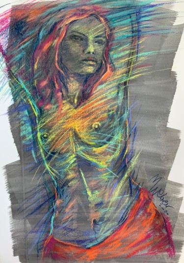 Pintura titulada "Erotic Wall Art Fem…" por Magdalena Weber, Obra de arte original, Pastel