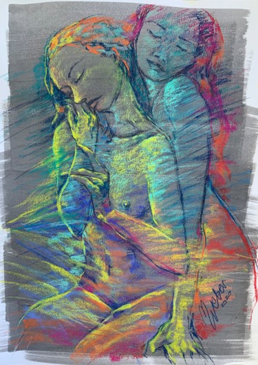 Pintura titulada "Lesbian Art Gift Nu…" por Magdalena Weber, Obra de arte original, Pastel