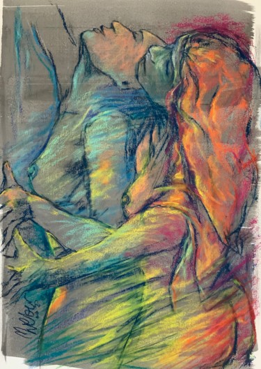 Painting titled "Lesbian Couple Art…" by Magdalena Weber, Original Artwork, Pastel