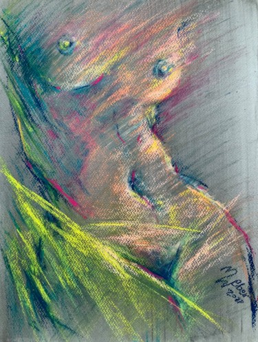 Peinture intitulée "Abstract Figure X" par Magdalena Weber, Œuvre d'art originale, Pastel