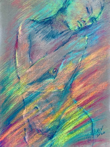 Malerei mit dem Titel "Colorful Figure, Nu…" von Magdalena Weber, Original-Kunstwerk, Pastell