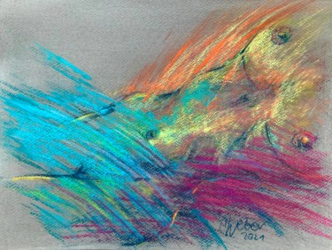 Painting titled "Female Bodu Abstract" by Magdalena Weber, Original Artwork, Pastel