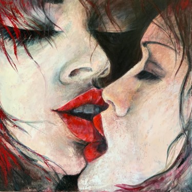 「Queer Kiss」というタイトルの絵画 Magdalena Weberによって, オリジナルのアートワーク, オイル