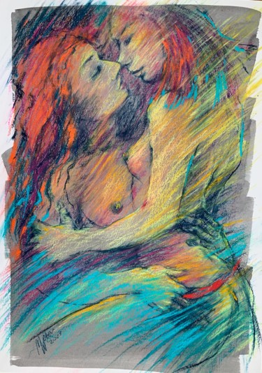 Painting titled "A Couple" by Magdalena Weber, Original Artwork, Pastel