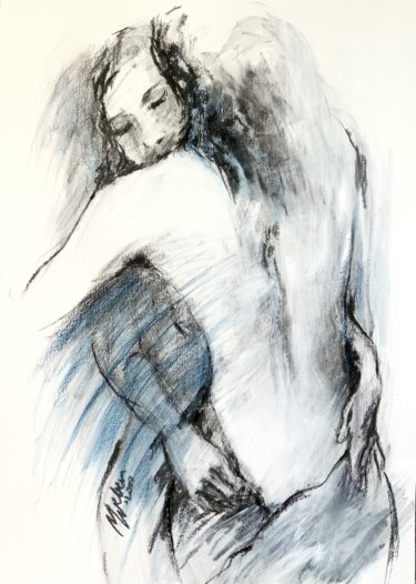 Рисунок под названием "Vintage Nude Charco…" - Magdalena Weber, Подлинное произведение искусства, Древесный уголь