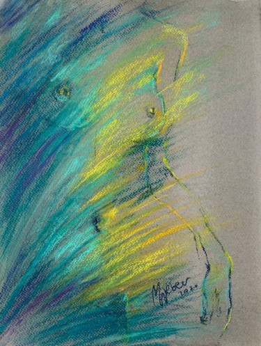 Painting titled "Green" by Magdalena Weber, Original Artwork, Pastel