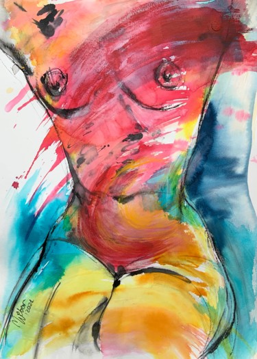 Malerei mit dem Titel "Figure V" von Magdalena Weber, Original-Kunstwerk, Tinte