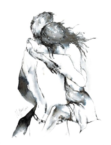 Рисунок под названием "One Day One Sketch" - Magdalena Weber, Подлинное произведение искусства, Чернила