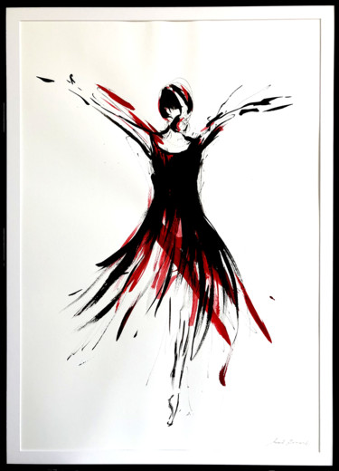 「Le rouge et le noir…」というタイトルの絵画 M Zemanovaによって, オリジナルのアートワーク, インク