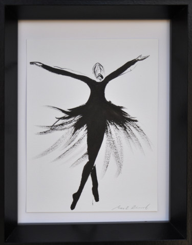 Картина под названием "En noir" - M Zemanova, Подлинное произведение искусства, Чернила Установлен на картон