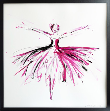 Malerei mit dem Titel "Dark pink" von M Zemanova, Original-Kunstwerk, Tinte