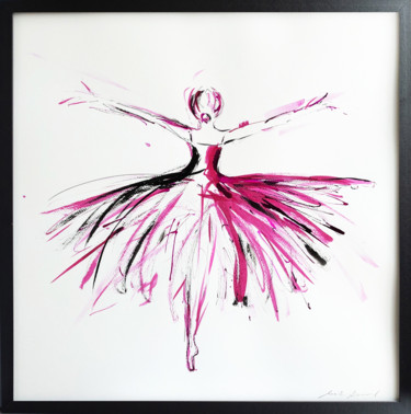 Peinture intitulée "Dark pink" par M Zemanova, Œuvre d'art originale, Encre