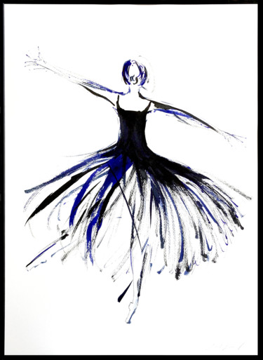 Painting titled "Deep blue" by M Zemanova, Original Artwork, Ink