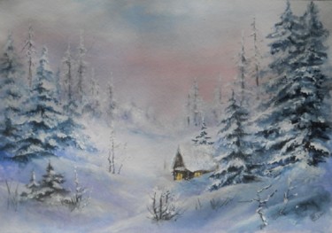 Картина под названием "Зима.jpg" - Елена Баяр, Подлинное произведение искусства, Акварель