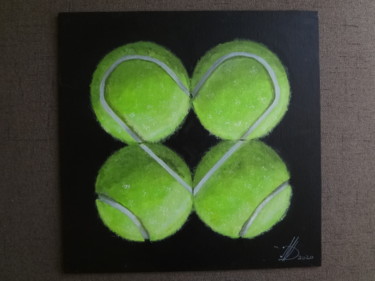 Painting titled "Amour pour le tennis" by Dan Mateescu, Original Artwork, Acrylic