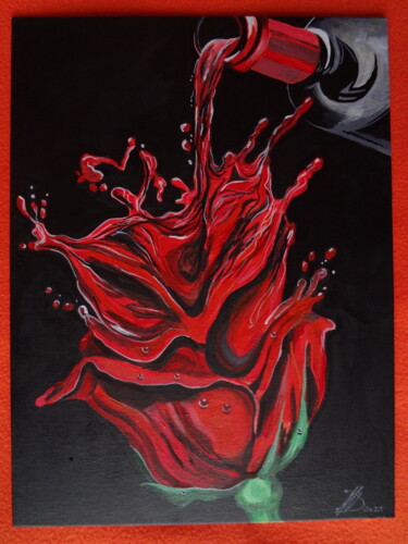 Peinture intitulée "RED WINE" par Dan Mateescu, Œuvre d'art originale, Acrylique