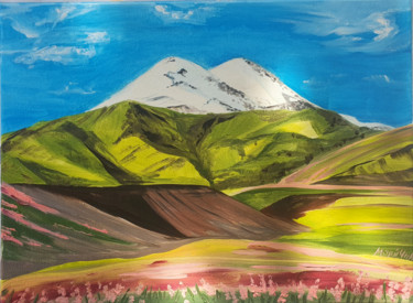 Картина под названием "Эльбрус. Россия." - Maridari, Подлинное произведение искусства, Масло