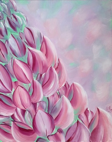 Painting titled "Delicate Lupine in…" by Maridari, Original Artwork, Oil