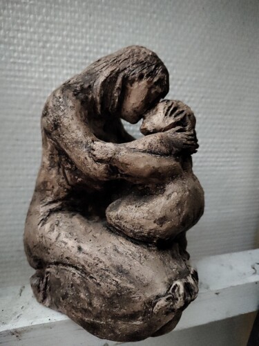 Sculptuur getiteld "DEUX :  La femme et…" door Ma Chaloupe, Origineel Kunstwerk, Klei