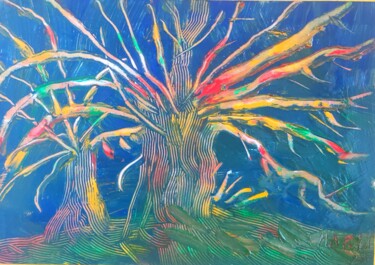 Peinture intitulée "Árboles al anochece…" par Ma Palet, Œuvre d'art originale, Tempera