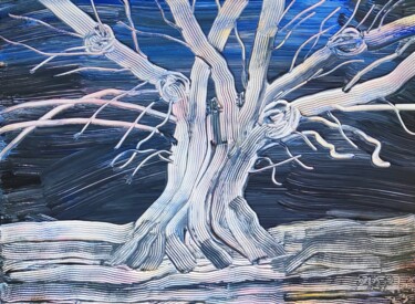 Pintura titulada "Árbol en la noche" por Ma Palet, Obra de arte original, Acrílico Montado en Bastidor de camilla de madera