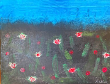 Pintura intitulada "Flores rojas" por Ma Palet, Obras de arte originais, Acrílico Montado em Armação em madeira