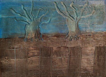 Painting titled "Arboretum negro I" by Ma Palet, Original Artwork, Acrylic Mounted on Wood Stretcher frame