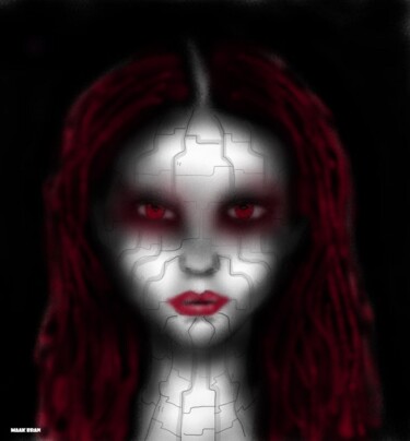 Картина под названием "cyber dark" - Maak Bran, Подлинное произведение искусства, Чернила