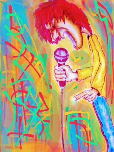 Malerei mit dem Titel "Le chanteur" von Maak Bran, Original-Kunstwerk, Pastell