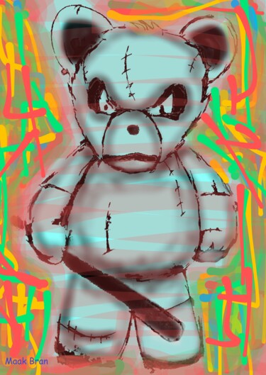 Peinture intitulée "teddy punk" par Maak Bran, Œuvre d'art originale, Aquarelle