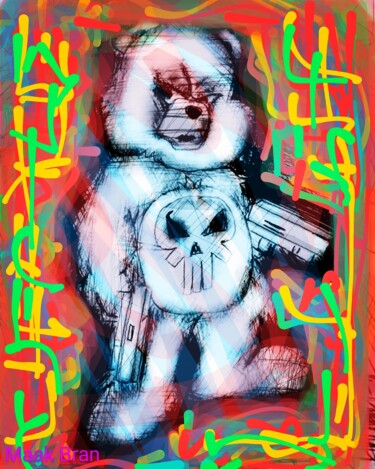 Malerei mit dem Titel "the punisher bear" von Maak Bran, Original-Kunstwerk, Aquarell