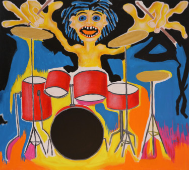 Drummer Painting titled "Drummer" by Maarit Korhonen, Original Art, Acrylic