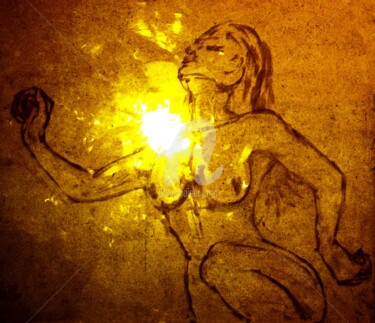 Arts numériques intitulée "Running nude woman" par Maas Tiir, Œuvre d'art originale, Impression numérique