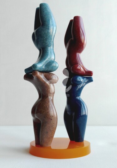 Sculpture titled "4GIRLS2 ON YELLOW P…" by Maas Tiir, Original Artwork, Resin