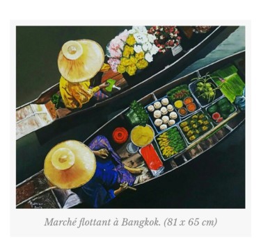 Painting titled "Marché flottant." by Måthias Fouin-Marchenko, Original Artwork