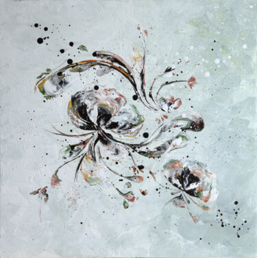 Painting titled "Ikebana 3" by Mab Carratier, Original Artwork, Acrylic Mounted on Wood Stretcher frame