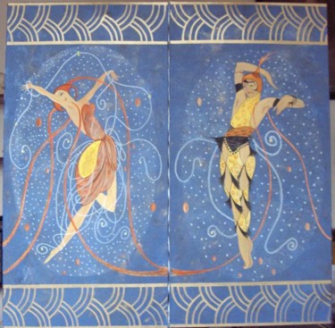 Painting titled "Le couple de danseu…" by Mabdeco, Original Artwork, Oil