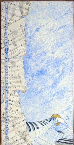 Peinture intitulée "le piano sur la mer" par Mabdeco, Œuvre d'art originale