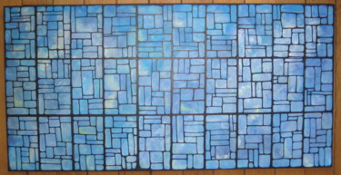 Peinture intitulée "Style Vitrail Bleu" par Mabdeco, Œuvre d'art originale, Acrylique