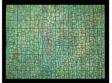 Peinture intitulée "effet-vitrail-vert.…" par Mabdeco, Œuvre d'art originale