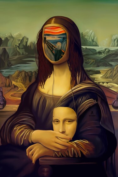 Artes digitais intitulada "La Joconde" por Mabdlm, Obras de arte originais, Pintura digital