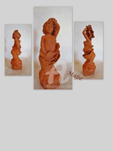 Sculptuur getiteld "fanny dans le vent" door Mabé, Origineel Kunstwerk, Terra cotta
