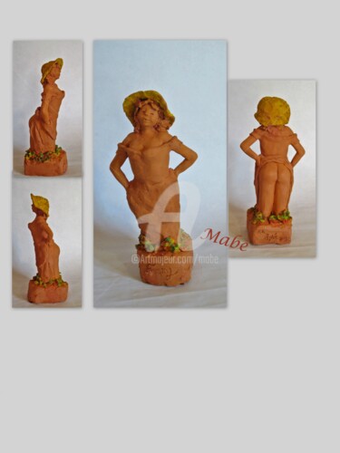 Scultura intitolato "fanny à la campagne" da Mabé, Opera d'arte originale, Terracotta