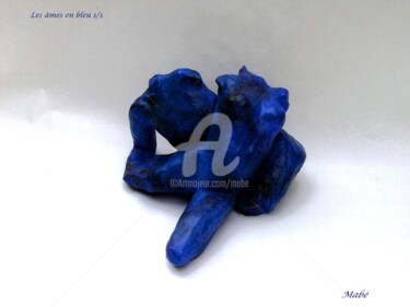 Sculpture intitulée "Les âmes-en-bleu" par Mabé, Œuvre d'art originale, Terre cuite