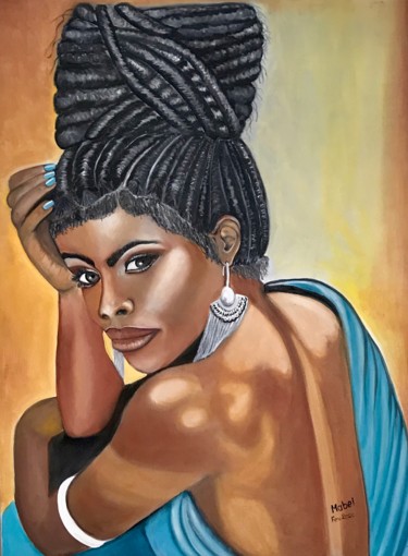 Painting titled "Bela Negra" by Mabel Maria Dos Viana, Original Artwork, Oil