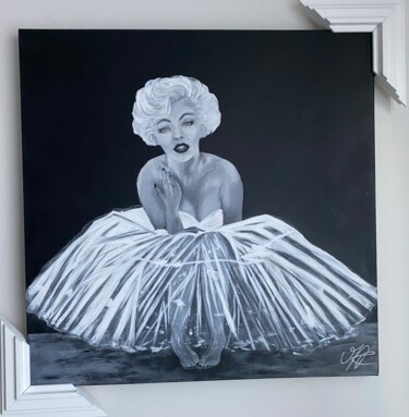 Schilderij getiteld "Marilyne" door Mac.Cadart, Origineel Kunstwerk, Acryl Gemonteerd op Frame voor houten brancard
