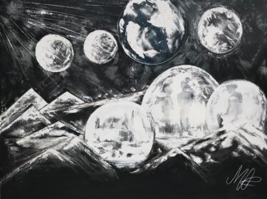 Malerei mit dem Titel "Planète mars Déposé…" von Mac.Cadart, Original-Kunstwerk, Acryl Auf Keilrahmen aus Holz montiert