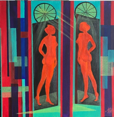 Peinture intitulée "Miroir, dédoublemen…" par Mac.Cadart, Œuvre d'art originale, Acrylique Monté sur Châssis en bois